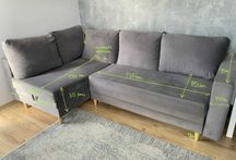 Narożnik z funkcją spania i dwoma pojemnikami na poście
