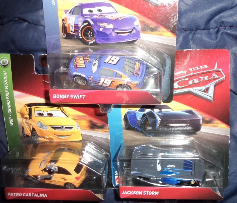 3 resoraki auta cars 3: bobby swift, jackson storm, petro cartalina