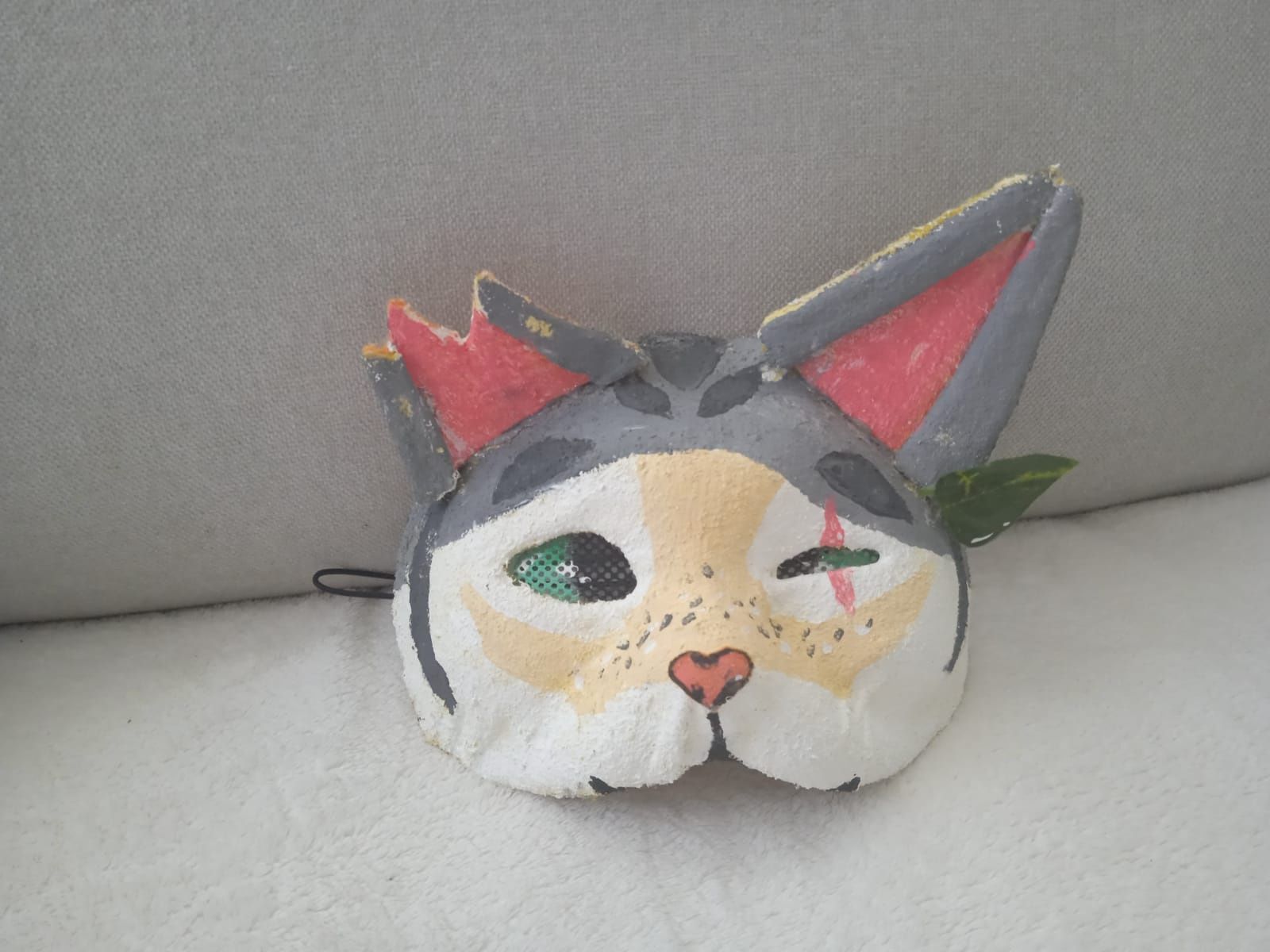 Maska KOTA, kot, cat mask wykonana ręcznie przez 11-latkę