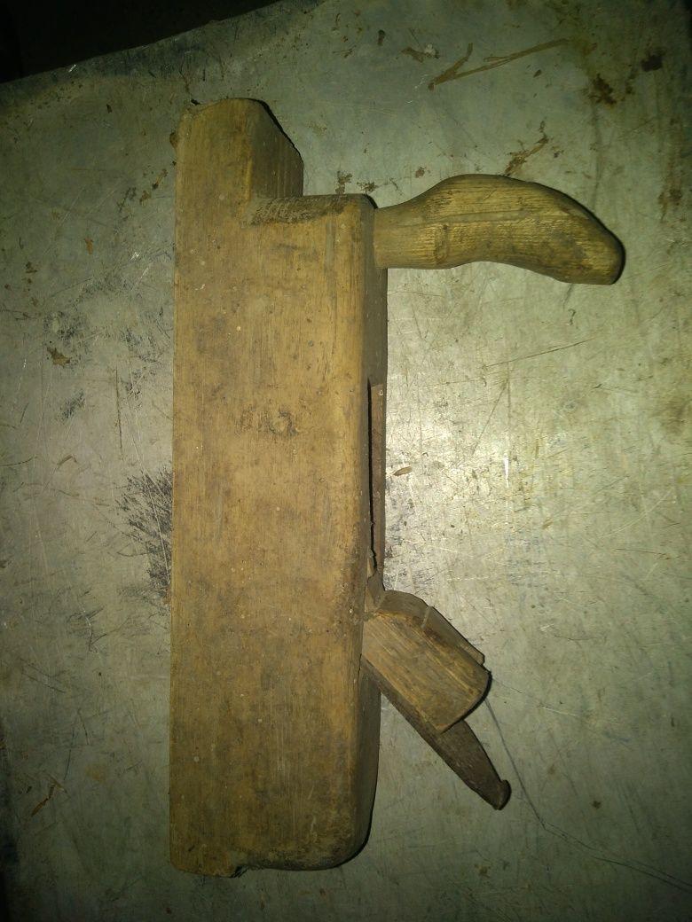 Hebel strug zabytkowy drewno i nóż metalowy