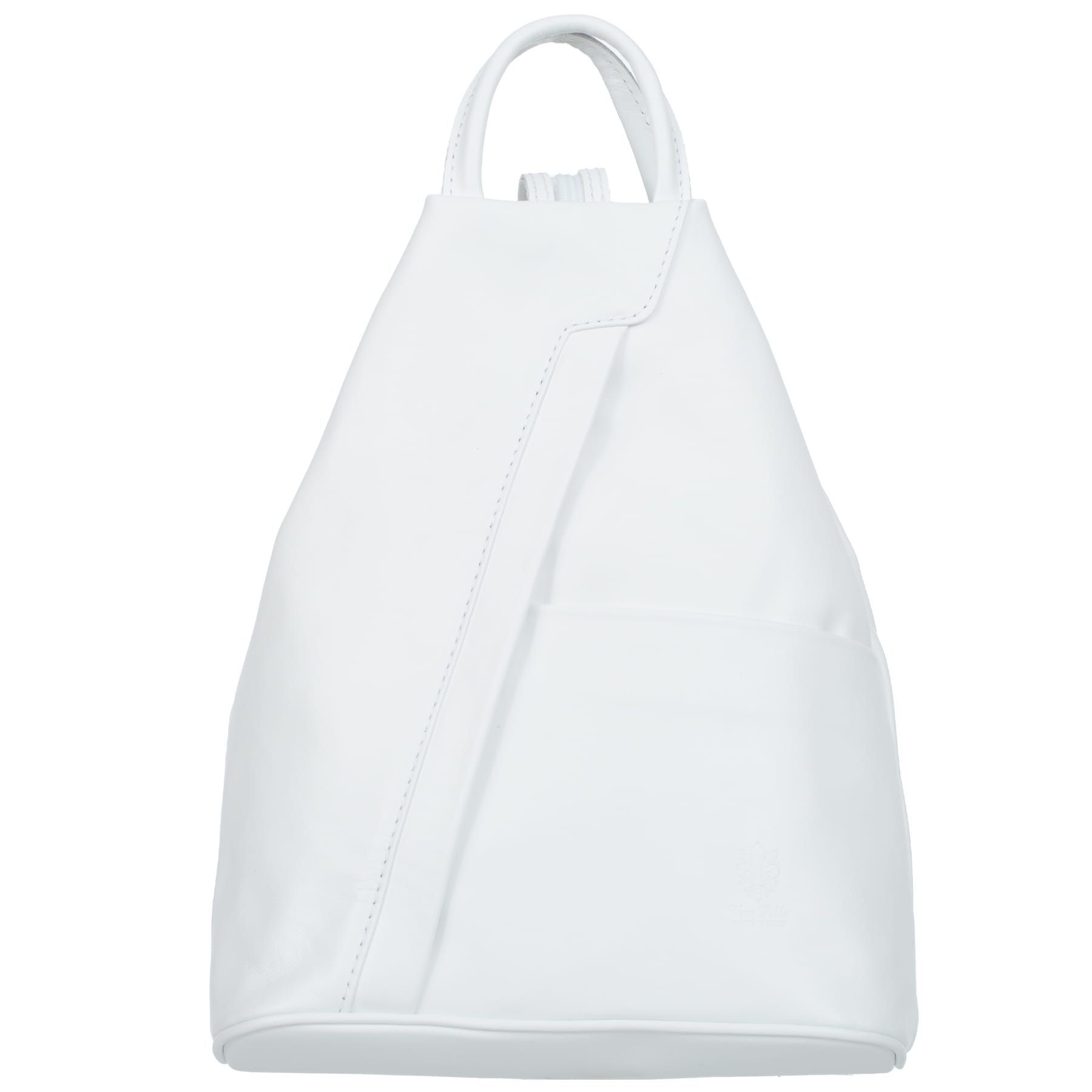 VERA PELLE plecak skórzany licowy elegancki trójkątny V520 biały