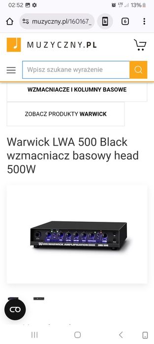 Zmacniacz Warwick Lwa 500 jak nowy