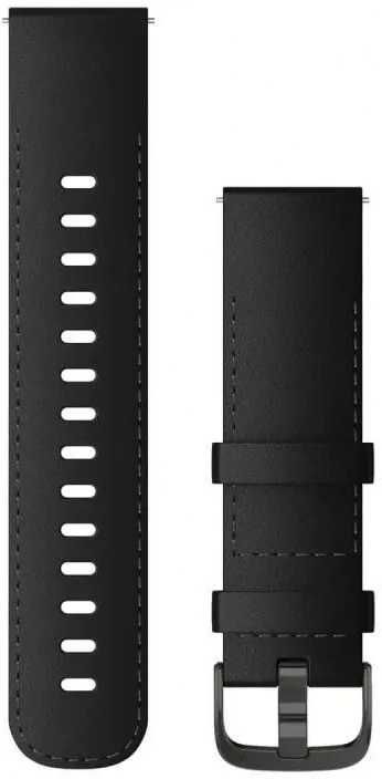 GARMIN QUICK RELEASE 22 MM BAND Black Leather with Slate Hardware