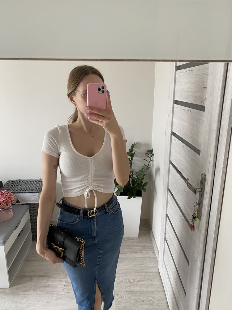 Crop top bluzka xs brave soul biała ściągacz