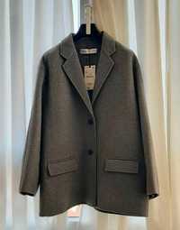 Casaco, sobretudo curto cinzento, 50%lã, Zara, NOVO