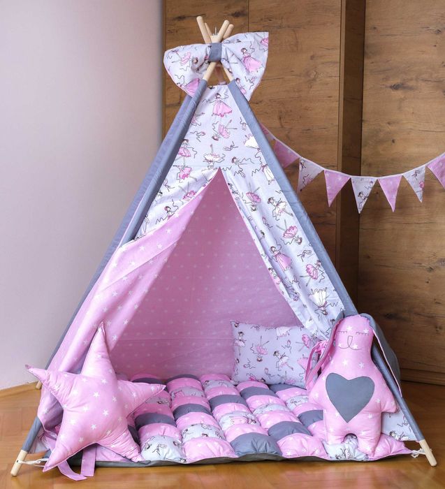 Namiot Tipi Baleriny Wigwam dla dzieci z matą bonbon
