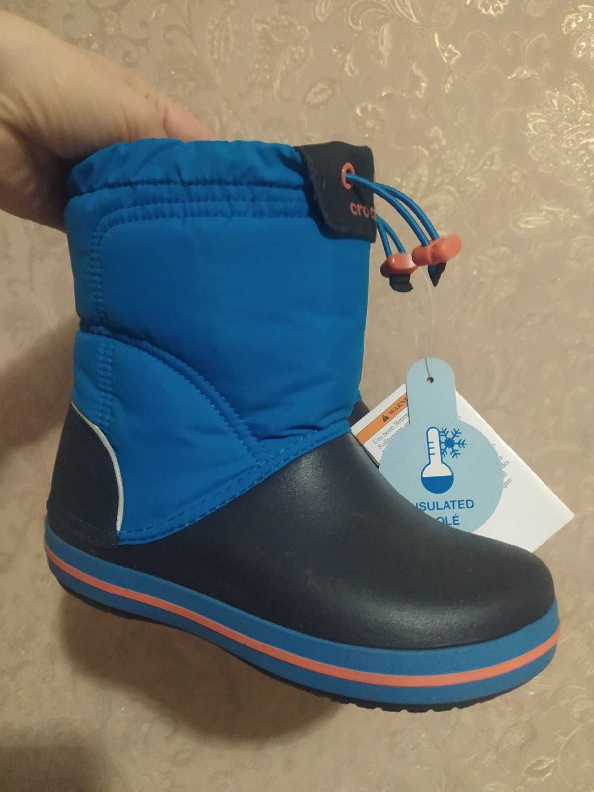 Крокс зимние сапоги детские Crocs Kids LodgePoint Boot синие