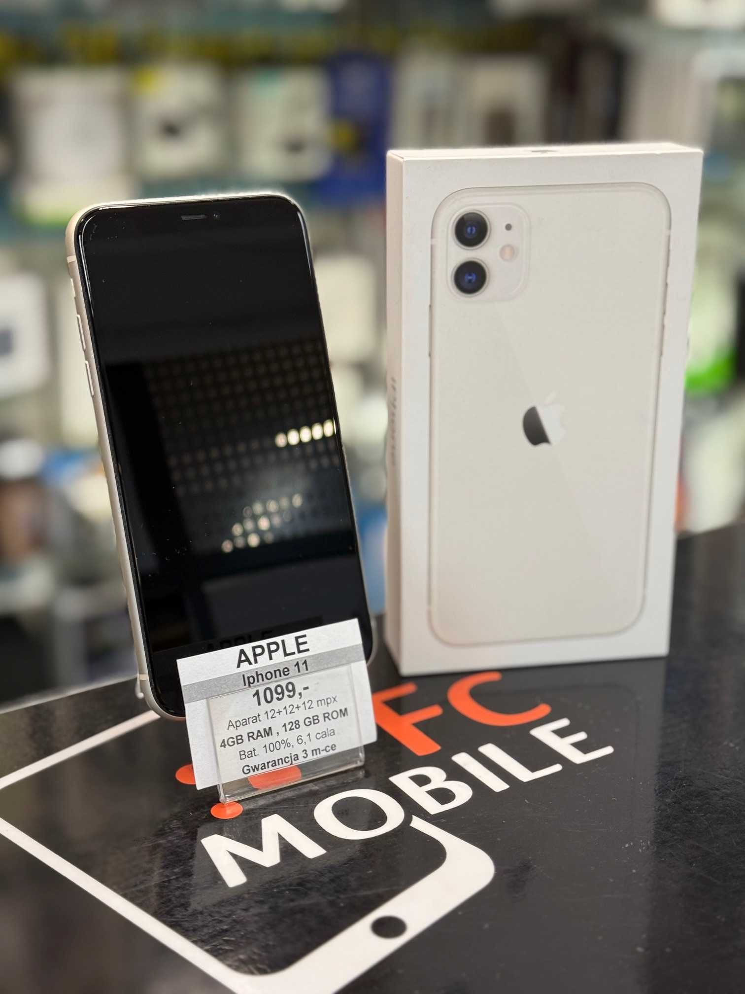 Iphone 11 128gb Biały, Powystawowy, Bateria 96%, Stan Idealny, Gwar 3m