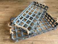 Metalowe tace dekoracyjne loft vintage taca kosz koszyk 2 szt.