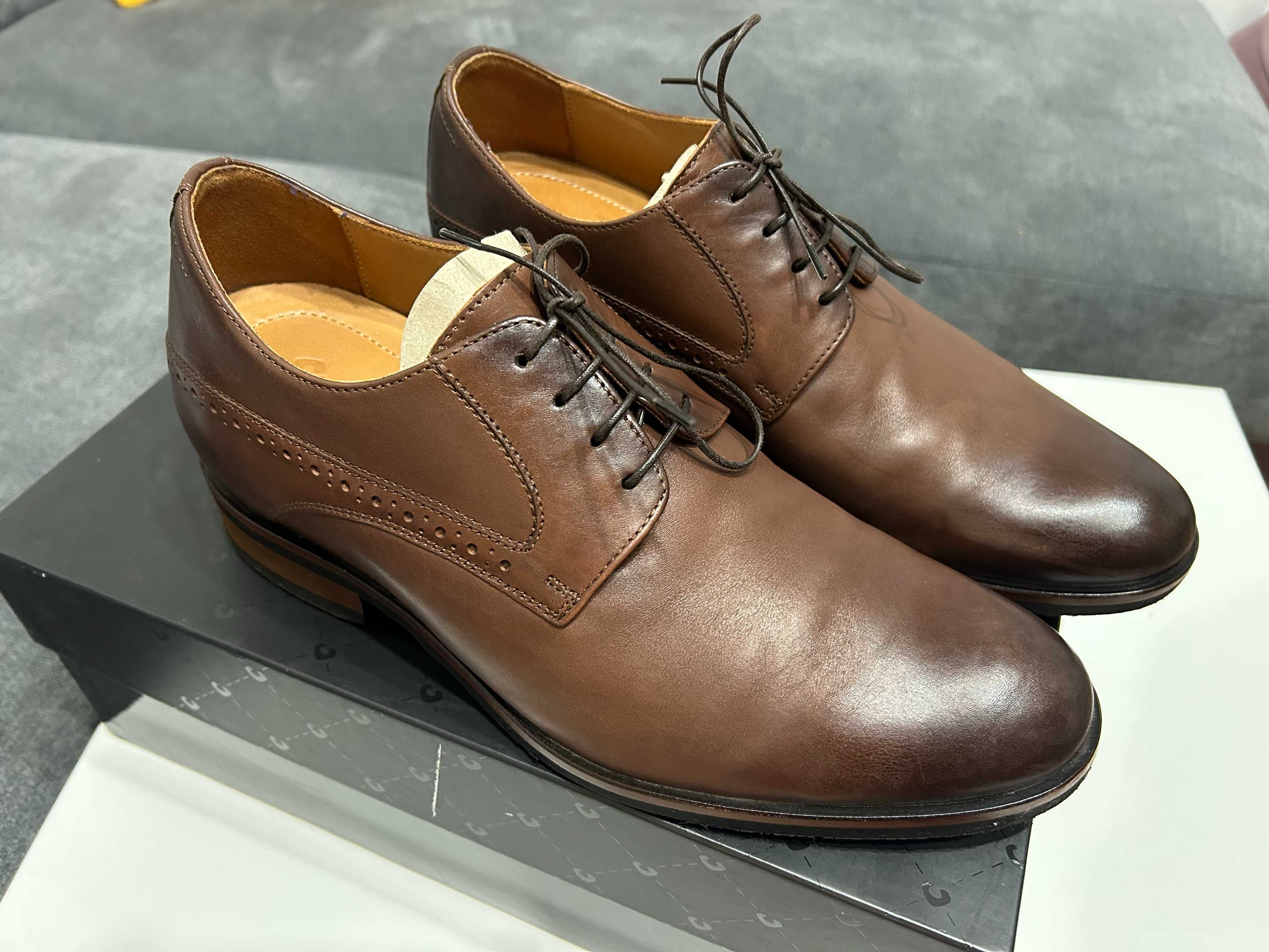 Brązowe buty podwyższające Conhpol +7 cm (rozmiar 40, pasują na 41)