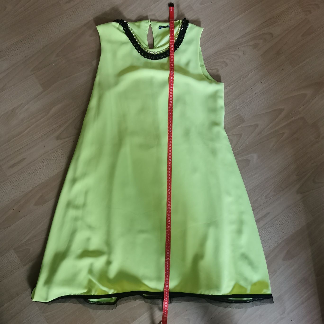 Żółta sukienka neonowa zielona why not 42 xl łańcuch