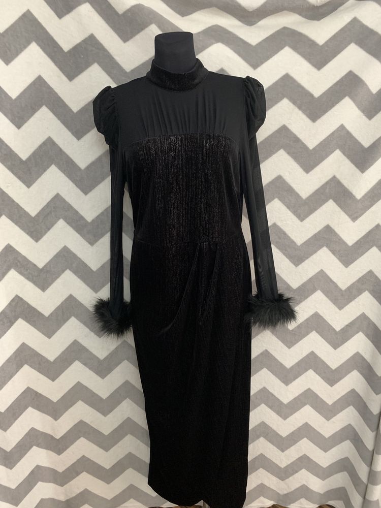 Sukienka wieczorowa przepiękna dla puszystej maxi XL 46 48 czarna nowa
