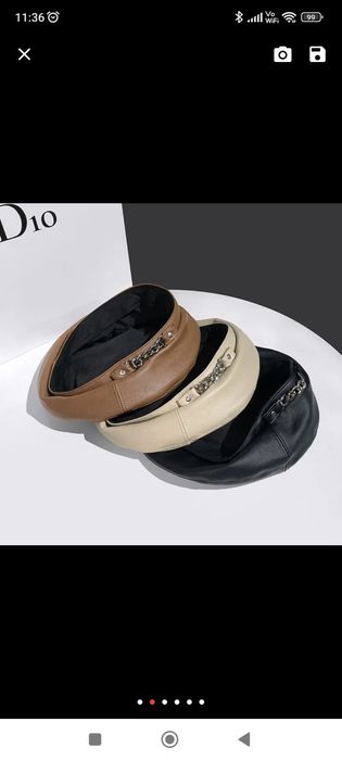 Hit nakrycie głowy beret kaszkiet Eco skóra miekka karmel braz