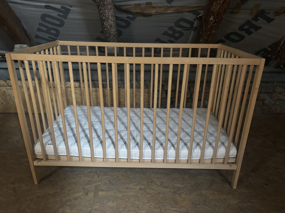 Lozeczko dzieciece bukowe IKEA Singlar z materacem kokosowym