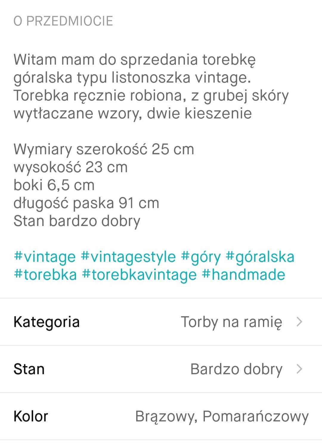 Torebka góralska ręcznie robiona Vintage