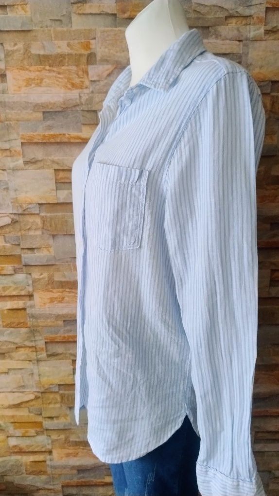 Lniana oversize koszula w paski rozmiar XS . H&M