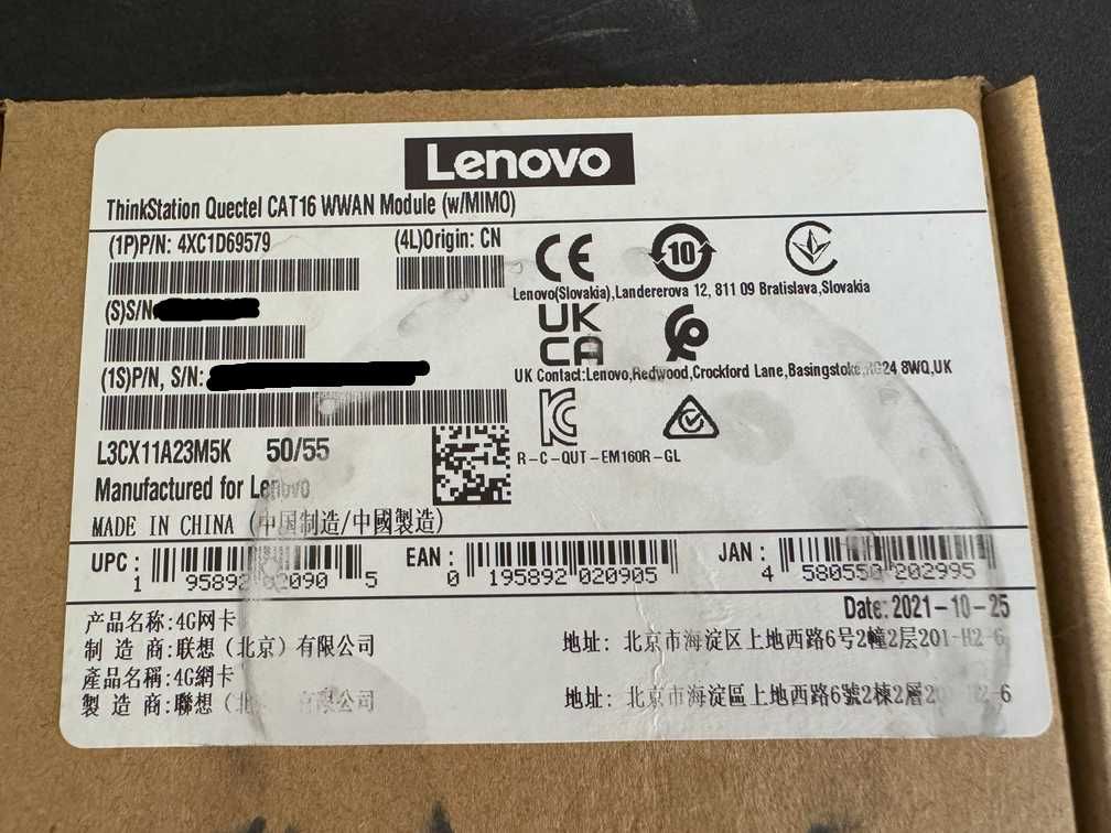 Modem LTE-A EM160R-GL - ThinkStation Quectel CAT16 WWAN 4XC1D69579
