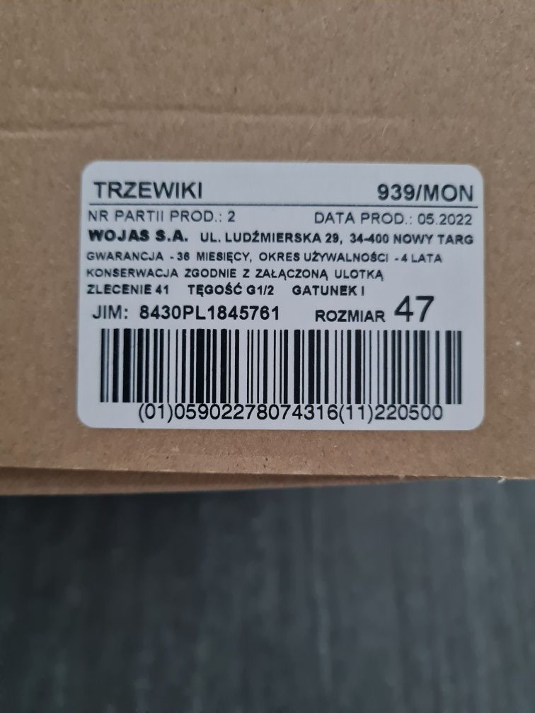 Buty wojskowe trzewiki 939/MON brązowe rozmiar 47