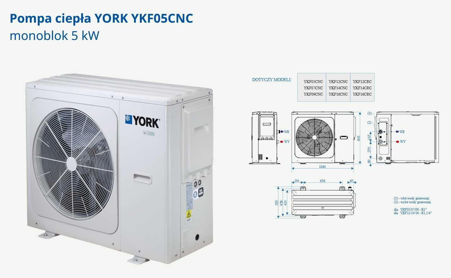 !!  SUPER CENA !! Pompa ciepła YORK YKF05CNC 5 kW R32 Seria "C"