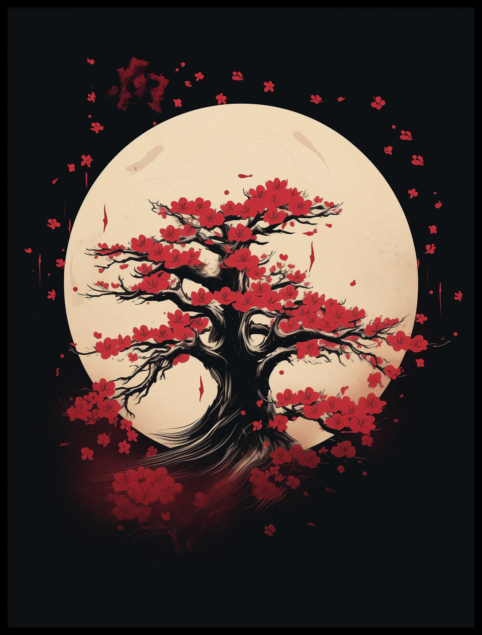 Plakat na Ścianę Obraz Drzewo Wiśni Japonia Sztuka 40x50 cm ElliveX