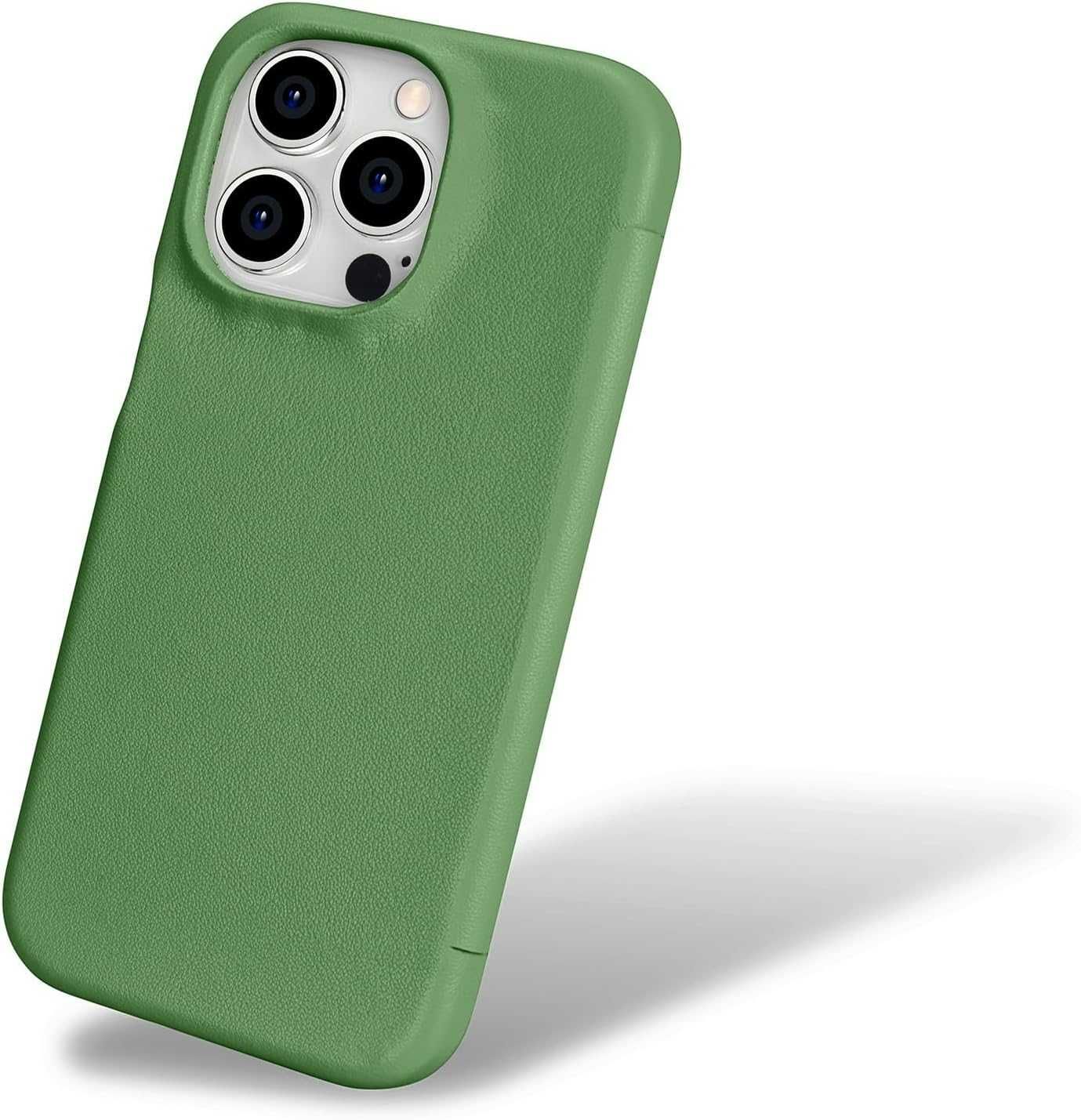 Etui na iPhone 15 PRO ze skóry kompatybilne z MagSafe Mobiskin zielone