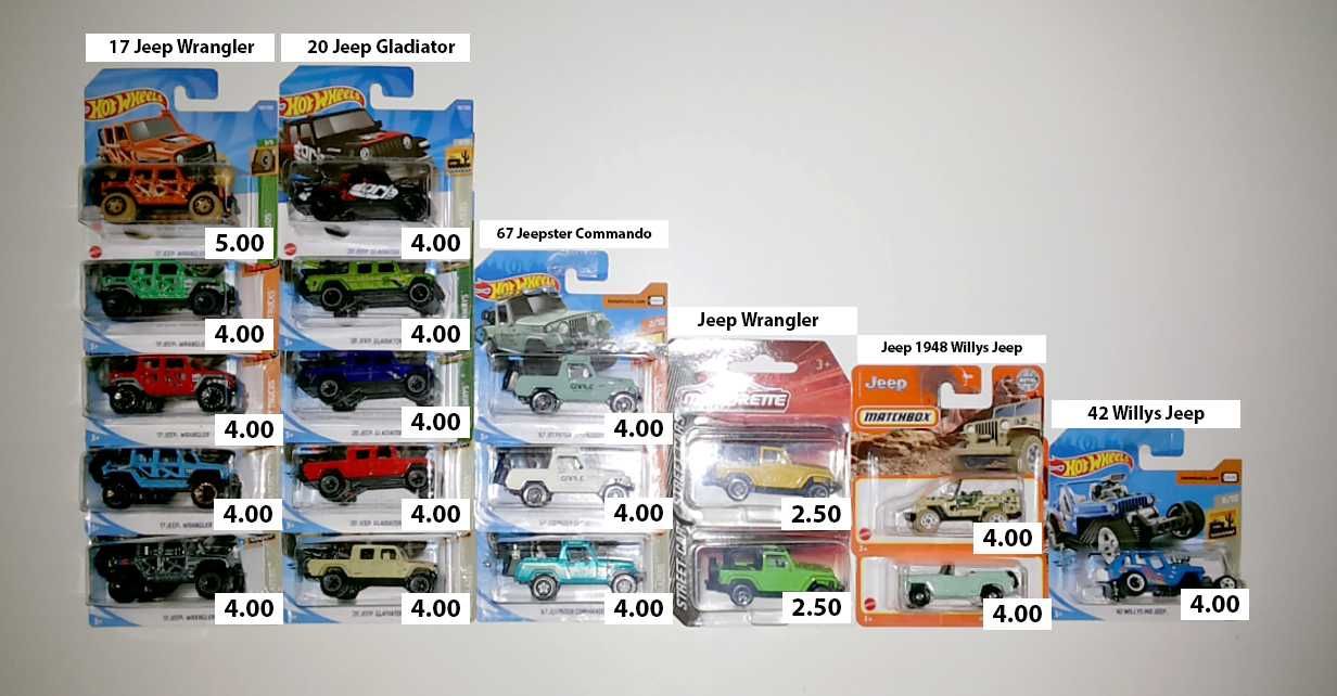 Hot Wheels - Jeep - Land Rover - Carros 4x4 com Rodas de Borracha 1/64