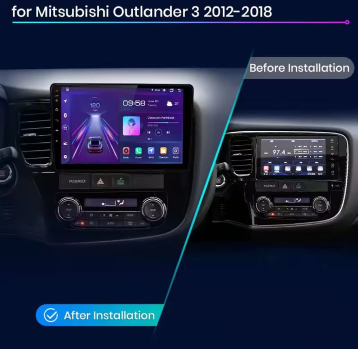 Rádio Mitsubishi Outlander 3 CARPLAY Android Auto Wi-Fi GPS Bluetooth