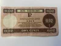 Banknot PRL Pewex Bon Towarowy - 0,02 USD 1979r