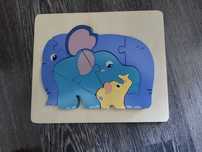 Drewniane puzzle słonie