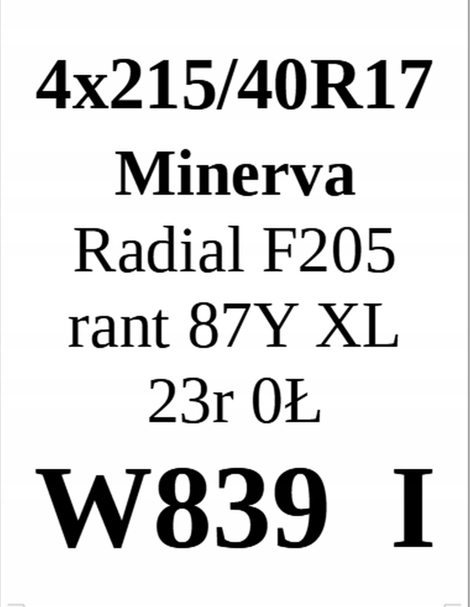 Opony 215/40/17 Minerva 2023r Jak Nowe 4szt=760zł L