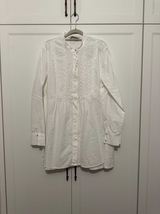 Bawełniania koszula haftowana Zara XL