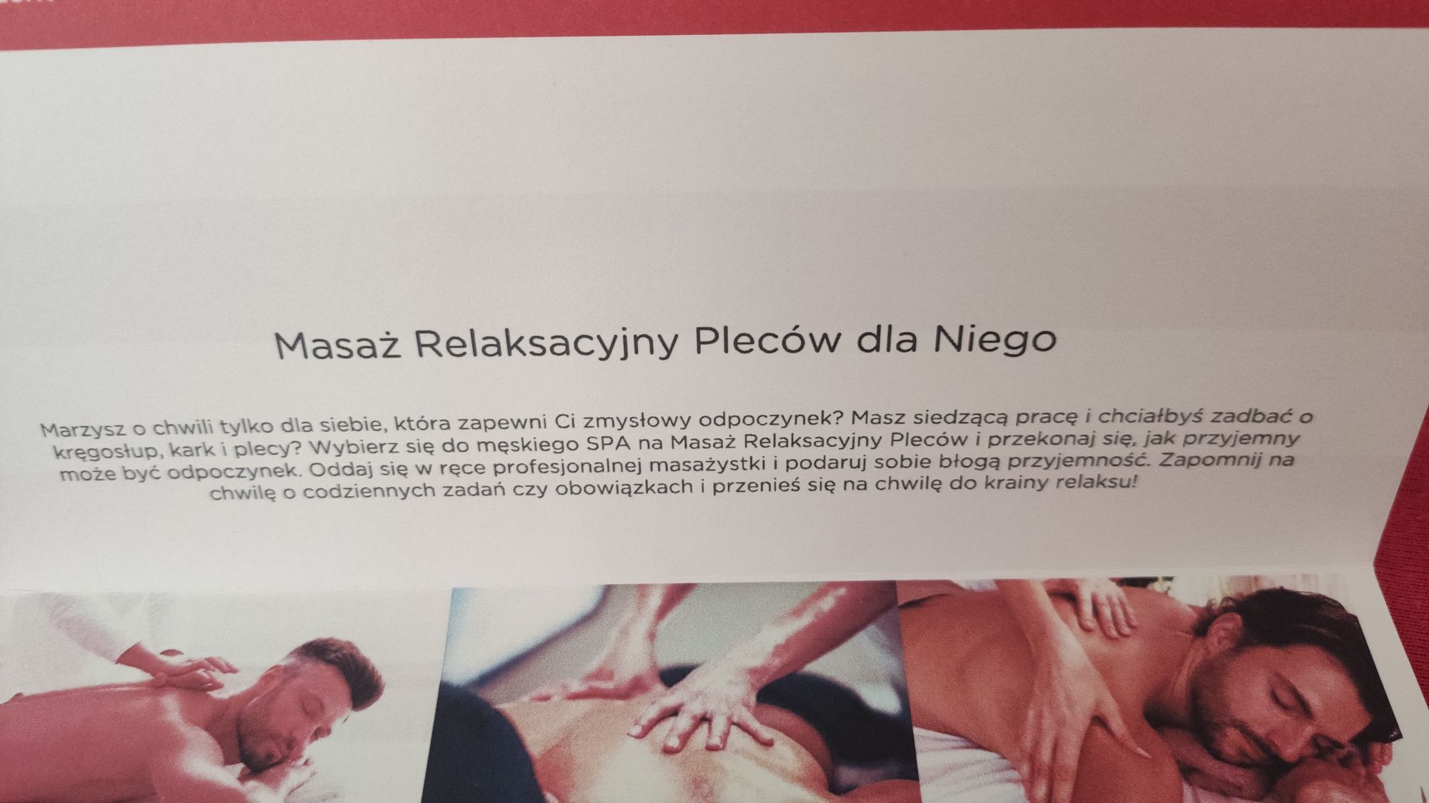Wyjątkowy prezent, masaż relaksacyjny dla niego, voucher