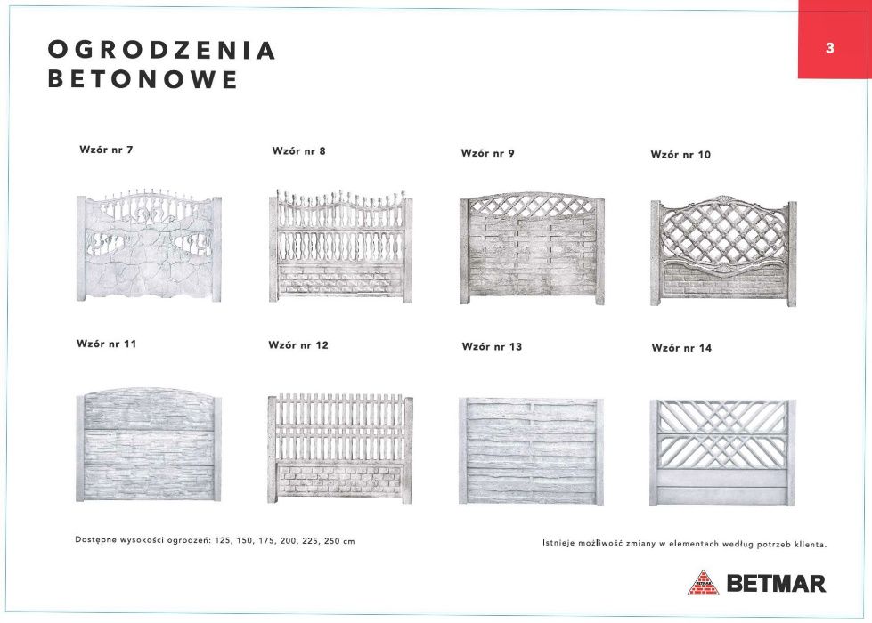 Ogrodzenie betonowe H-200 wzór dwustronny PRODUCENT