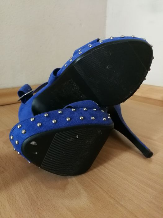 NOWE Szpiki New Look 38 kobaltowe platformy niebieskie chabrowe