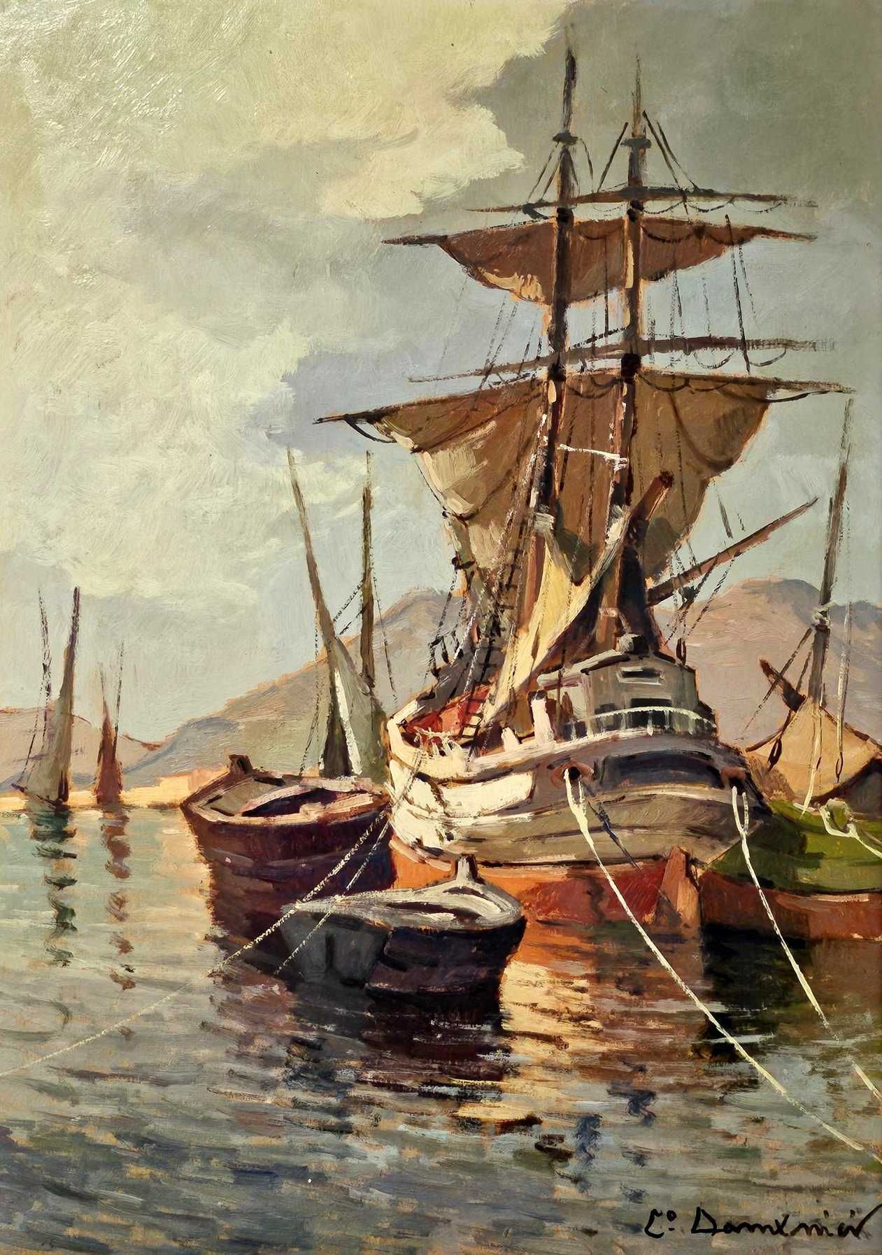 Quadro "Veliero" (1940s) de Carlo Domenici (n.1887 - m.1981)