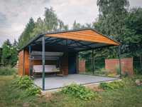 Garaż blaszany z zadaszeniem wiatą Altana ogrodowa na wymiar Altanka