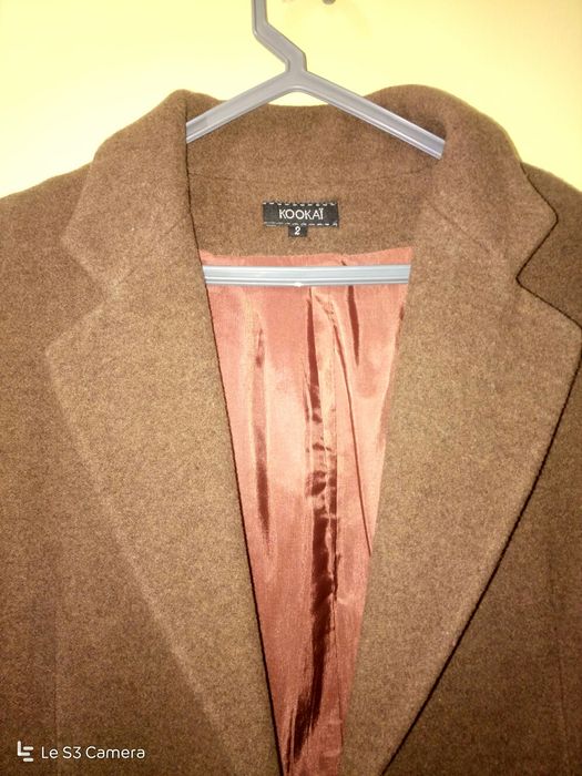 Casaco comprido, de mulher, côr castanho, de lã, como novo, da Kookay
