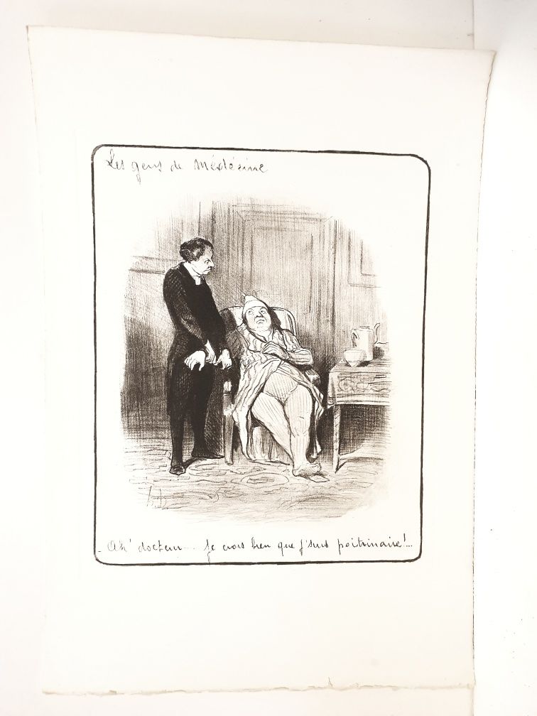 4 antigas gravuras Honore Daumier - les gens de medecine