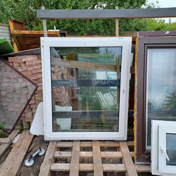 Okna używane pcv z demontażu białe brąz, wiele rozmiarów