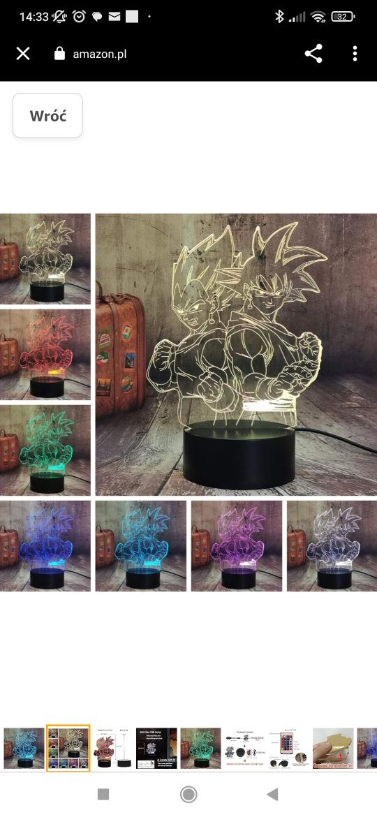 Lampka 3d wielokolorowa Neruto anime