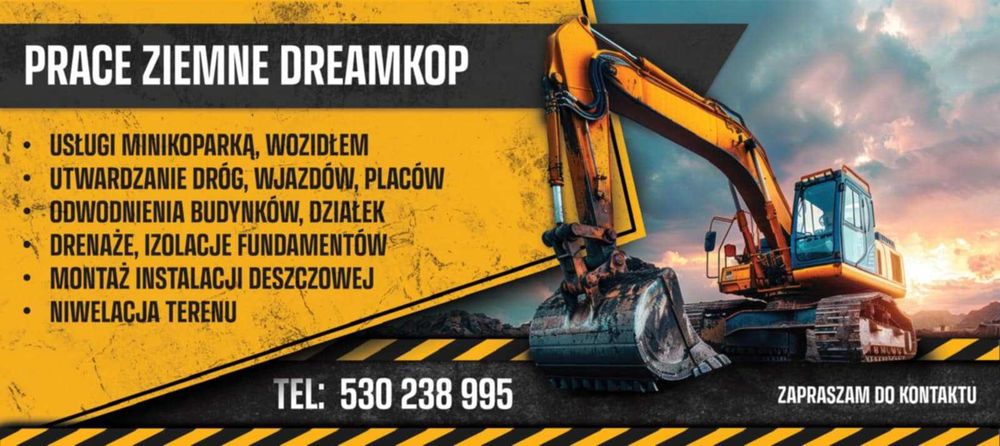 Izolacje fundamentów drenaże zbiorniki drogi podbudowy usługi koparka