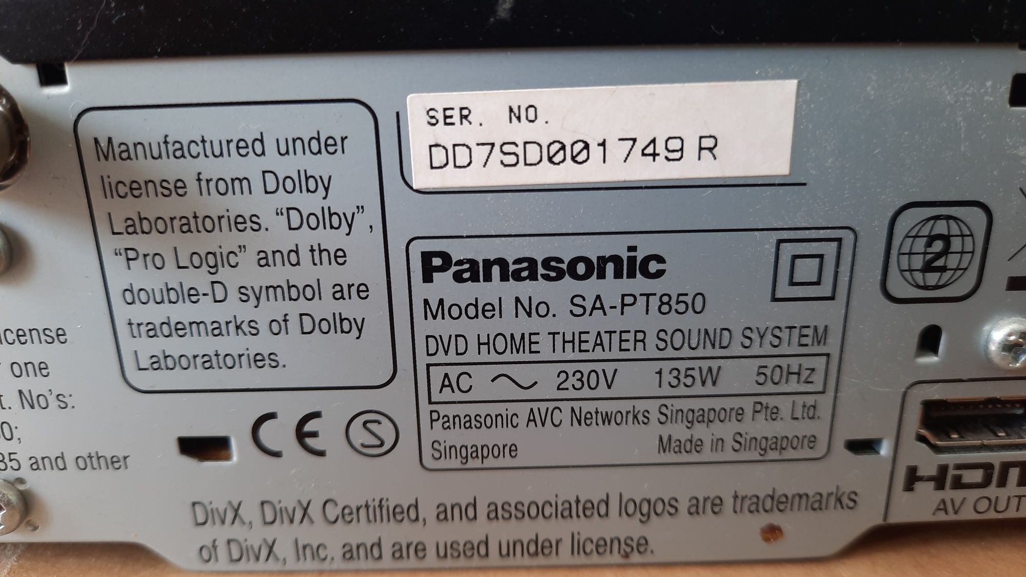 Kino domowe Panasonic PT-850