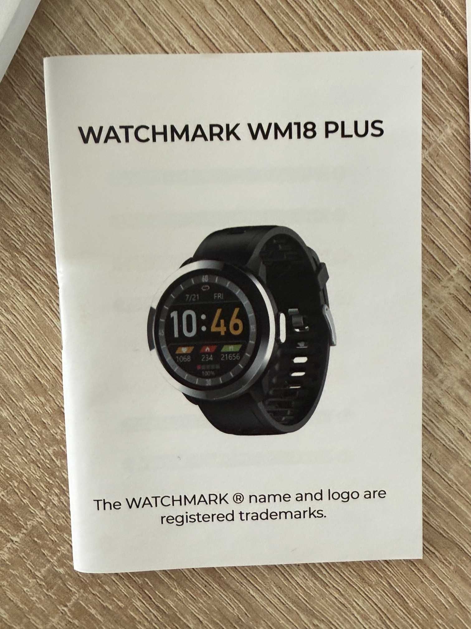 Smartwatch sportowy unisex Watchmark WM18 plus czarny NOWY kardiowatch