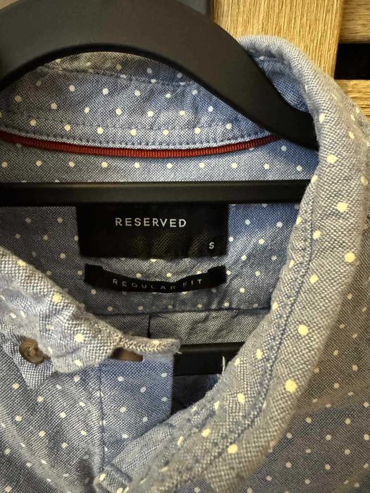 koszula męska reserved S błękitna w kropki 
na długi rękaw