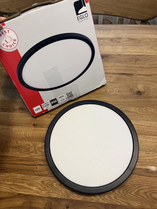 Nowy! Plafon lampa sufitowa, czarna ramka okrągła 29,3 cm ciepla 4000K