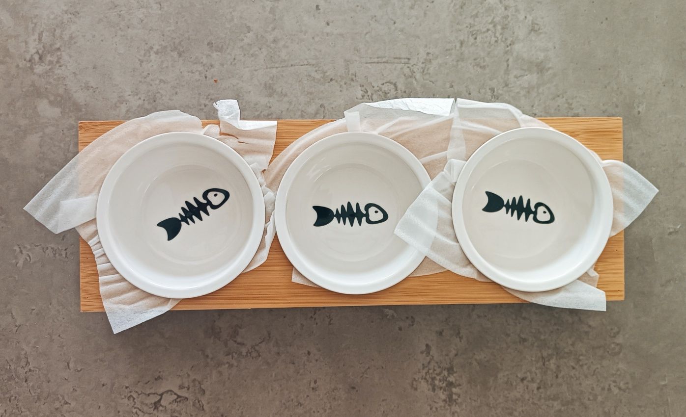 Dla kota psa bufet 3 miski ceramiczne