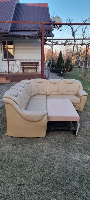 Шкіряний-Кожаний-Розкладний куток-Диван