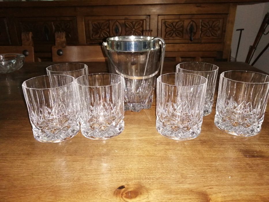 12 copos e balde de gelo cristal whisky