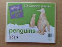 Puzzle 3D drewniane, Zrób to sam - Pingwiny