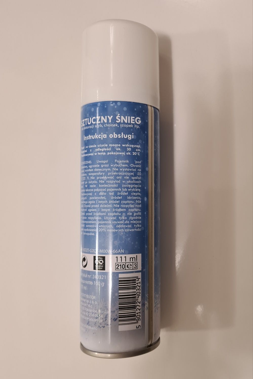 Sztuczny śnieg 111 ml do dekoracji szyb choinek szopek
